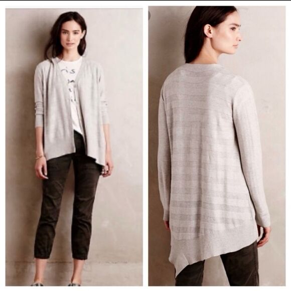 Left Of Center x Anthropologie Gray Valonia Button‎ Up Cardigan Size Large - Picture 1 of 7